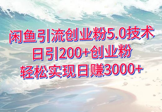 闲鱼引流创业粉5.0技术：日引200+创业粉，轻松实现日赚3000+的全流程教程_知途无界