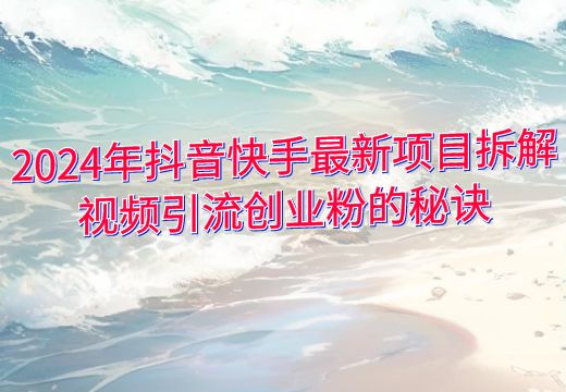 2024年抖音快手最新项目拆解：视频引流创业粉的秘诀_知途无界