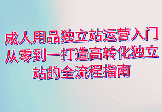 成人用品独立站运营入门：从零到一打造高转化独立站的全流程指南_知途无界