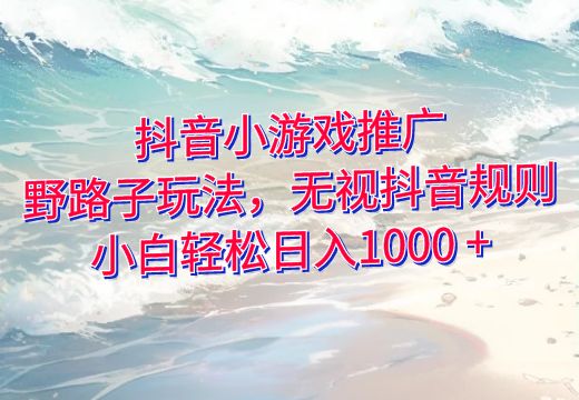 抖音小游戏推广，野路子玩法，无视抖音规则，小白轻松日入1000 +_知途无界