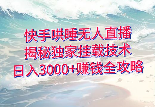 快手哄睡无人直播：揭秘独家挂载技术，日入3000+赚钱全攻略_知途无界