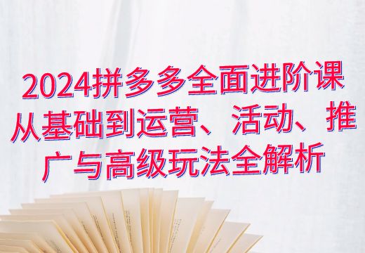 2024拼多多全面进阶课：从基础到运营、活动、推广与高级玩法全解析_知途无界