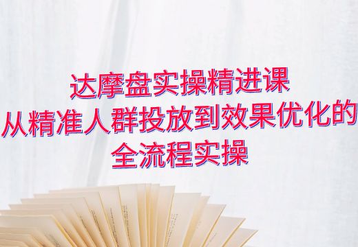 达摩盘实操精进课：从精准人群投放到效果优化的全流程实操_知途无界