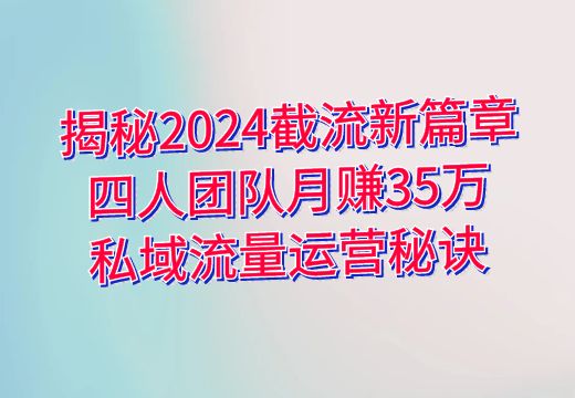 揭秘2024截流新篇章：四人团队月赚35万，私域流量运营秘诀_知途无界