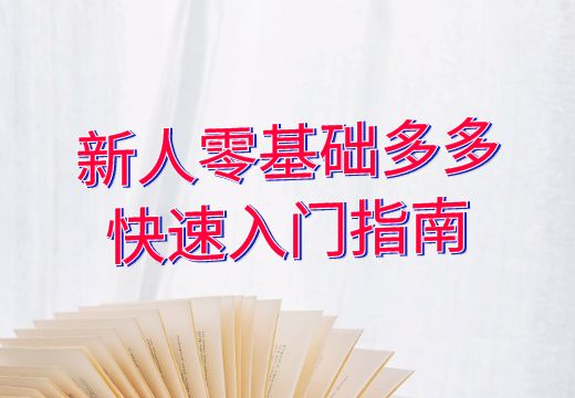 新人零基础多多快速入门指南_知途无界