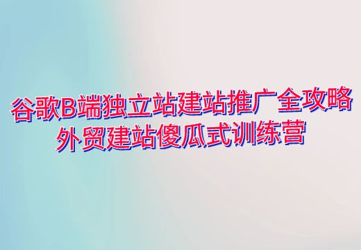 谷歌B端独立站建站推广全攻略：外贸建站傻瓜式训练营_知途无界