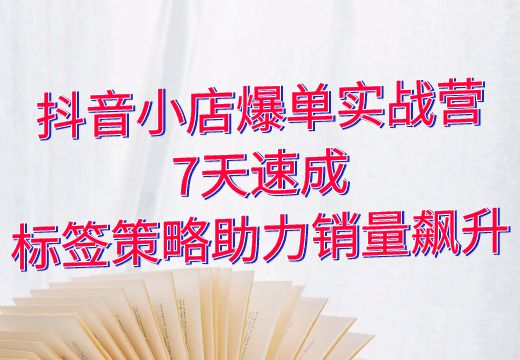 抖音小店爆单实战营：7天速成，标签策略助力销量飙升_知途无界