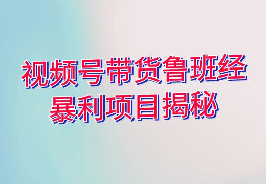 视频号带货鲁班经暴利项目揭秘_知途无界