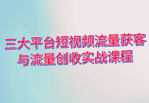 三大平台短视频流量获客与流量创收实战课程_知途无界