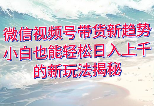 微信视频号带货新趋势：小白也能轻松日入上千的新玩法揭秘_知途无界