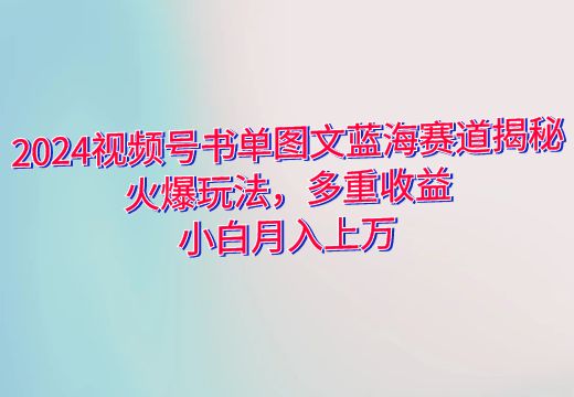 2024视频号书单图文蓝海赛道揭秘：火爆玩法，多重收益，小白月入上万_知途无界