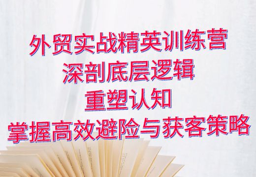 外贸实战精英训练营：深剖底层逻辑，重塑认知，掌握高效避险与获客策略_知途无界