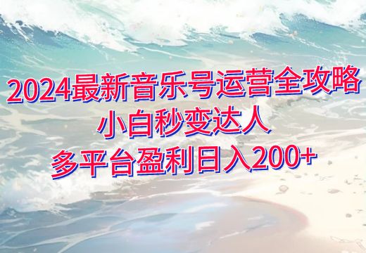 2024最新音乐号运营全攻略：小白秒变达人，多平台盈利日入200+_知途无界