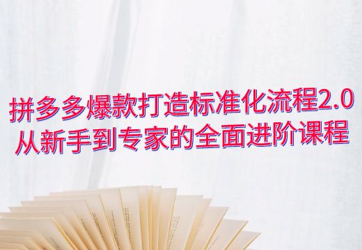 拼多多爆款打造标准化流程2.0：从新手到专家的全面进阶课程_知途无界