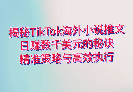 揭秘TikTok海外小说推文日赚数千美元的秘诀：精准策略与高效执行_知途无界