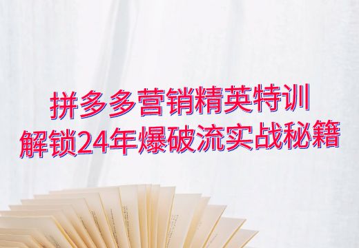 拼多多营销精英特训：解锁24年爆破流实战秘籍_知途无界